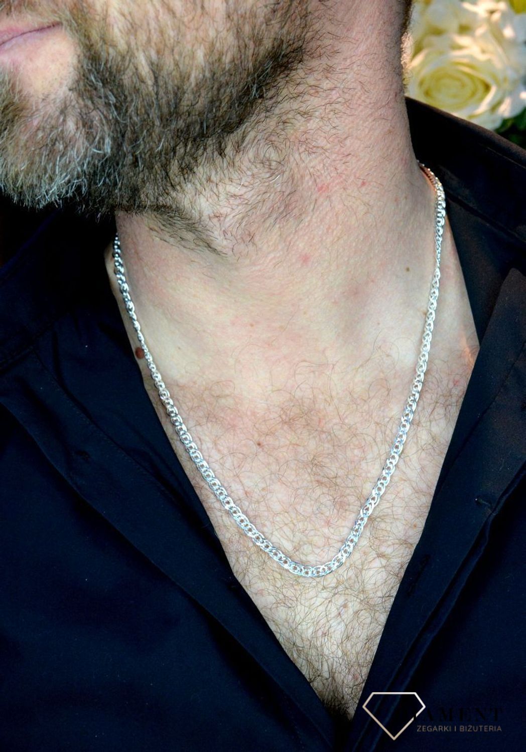 Srebrny łańcuszek Mona Lisa próba 925. Łańcuszek męski typu Mona Lisa to jeden z najmodniejszych wzorów męskich wszech czasów, choć mimo upływu lat, nadal chętnie noszony przez mężczyzn (1).jpg